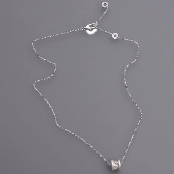 🧵BULGARI🧵B.zero1 18K White Gold Diamond Necklace - Picture 3 of 13